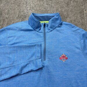 Vineyard Vines Performance Sankaty 1/4 Zip Pullover Men 2XL Blue Micro Striped